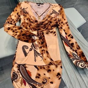 Roberto Cavalli beautiful stylish mini dress 👗🐯